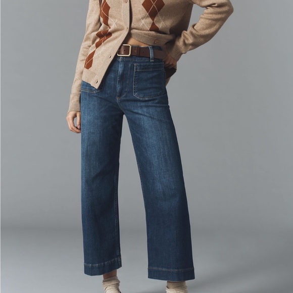 Anthropologie Denim - NEW ANTHROPOLOGIE MAEVE The Colette Crop Wide Leg Jeans 27 Petite Mini Fern Wash